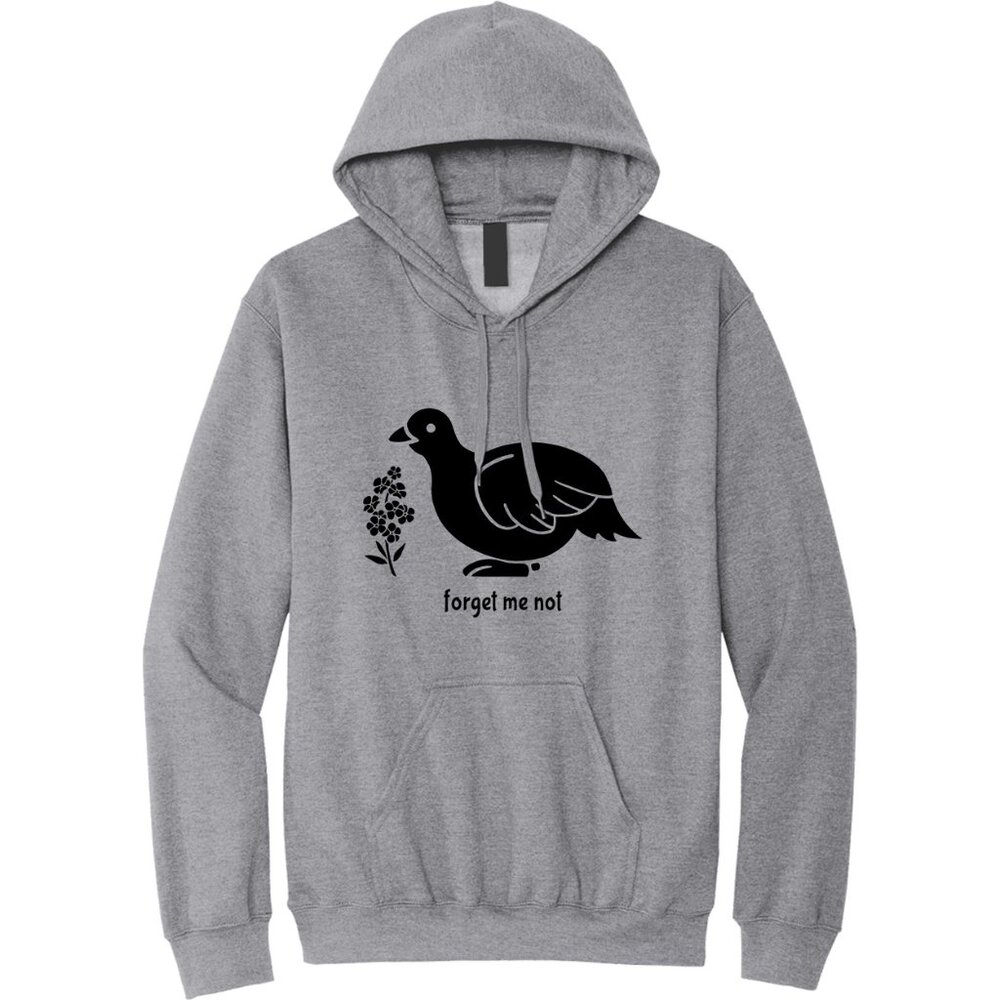 Forget Me Not Alaska Willow Ptarmigan Pullover Hoodie, Grey